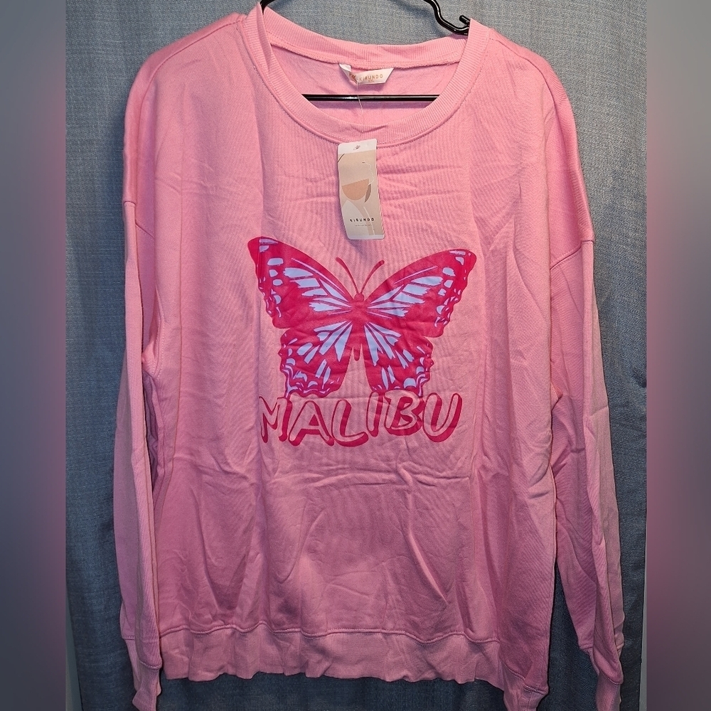 Pink Malibu Butterfly Sweatshirt XXL